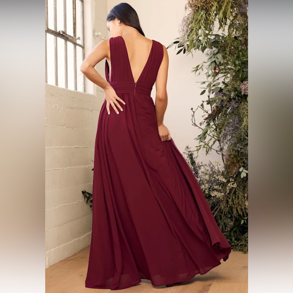Lulus Heavenly Hues Burgundy Maxi Dress • Large - Picture 12 of 16